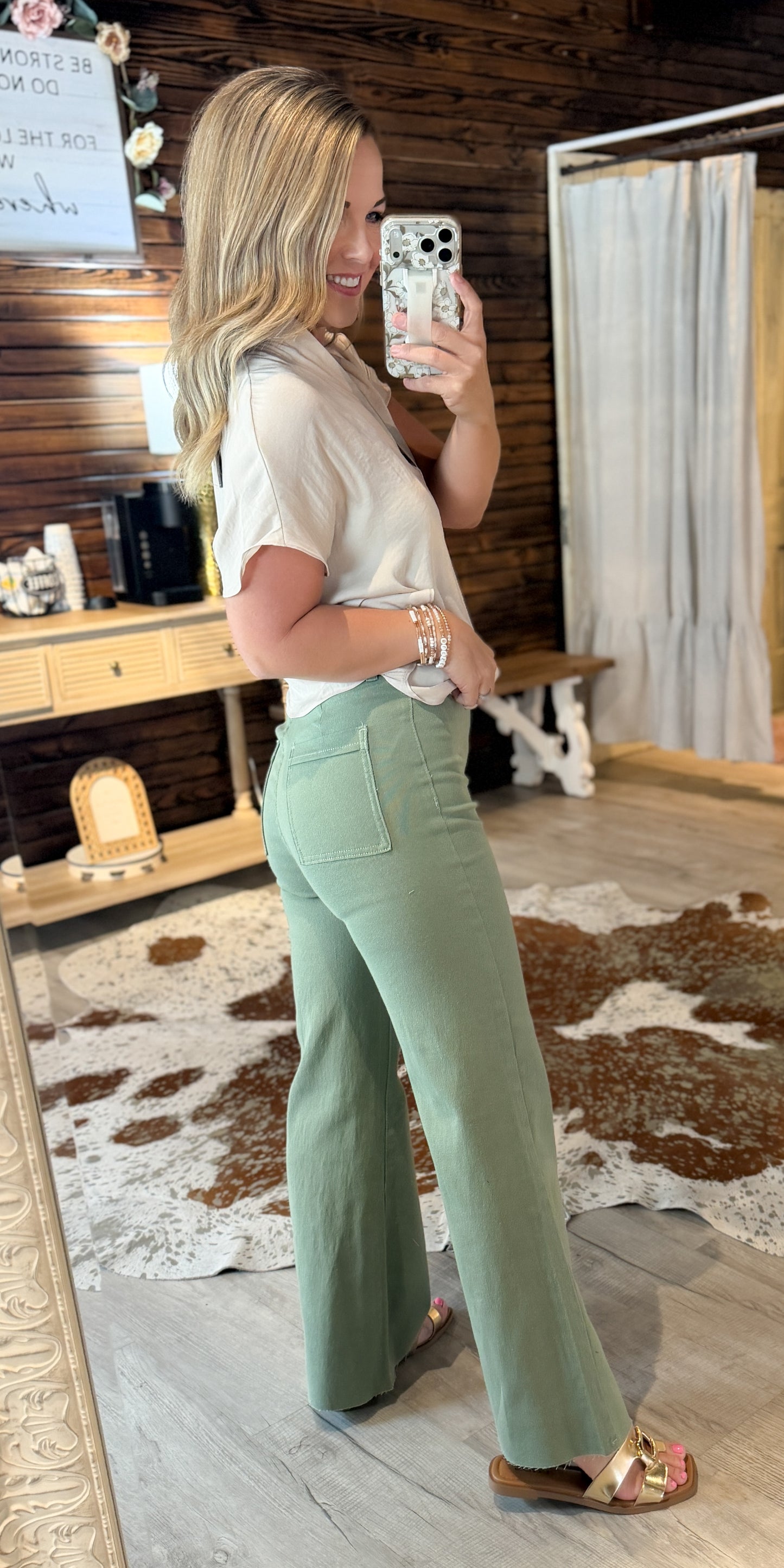 Sage Denim Dress Pants