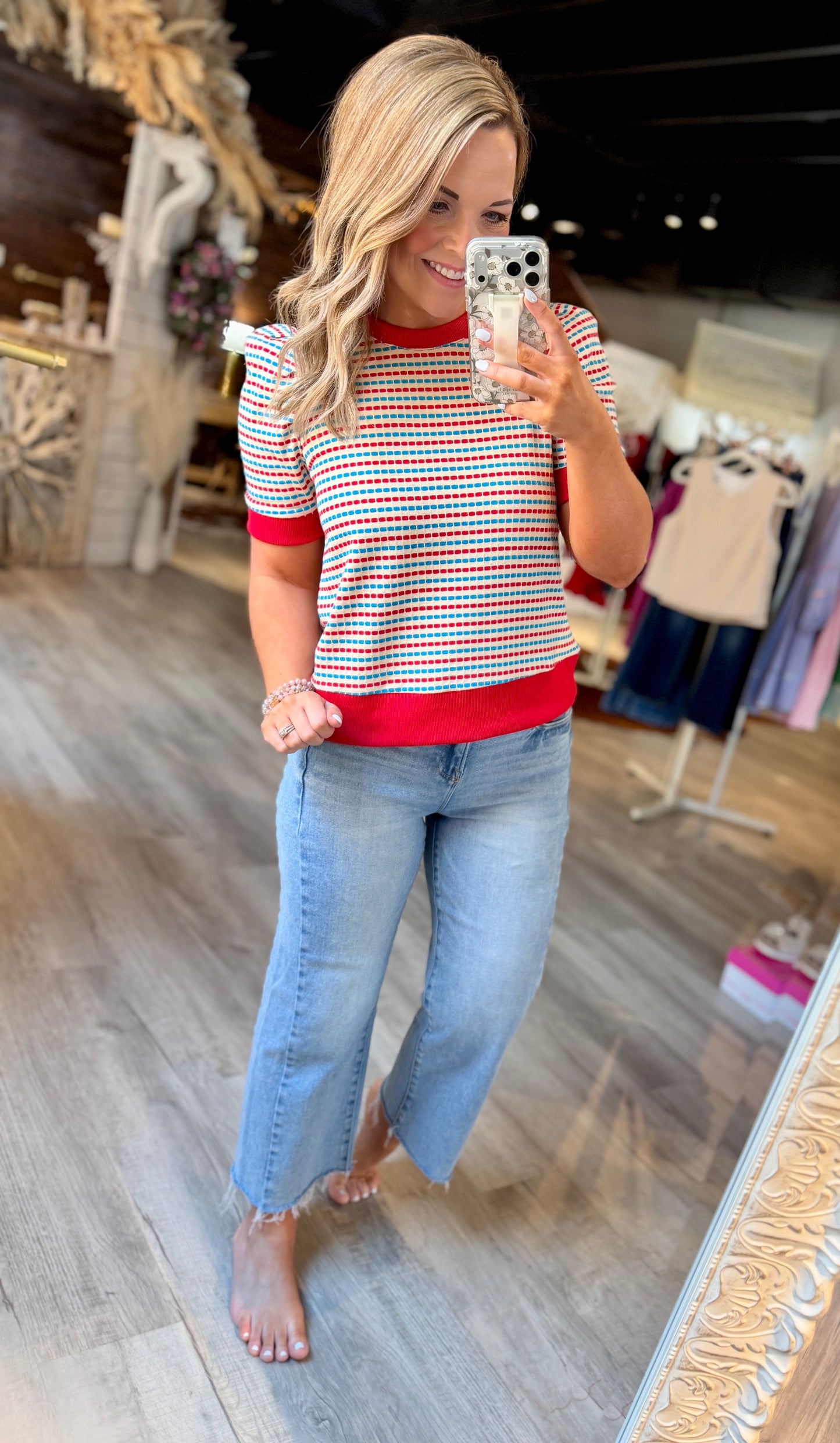 Red/Blue Striped Top