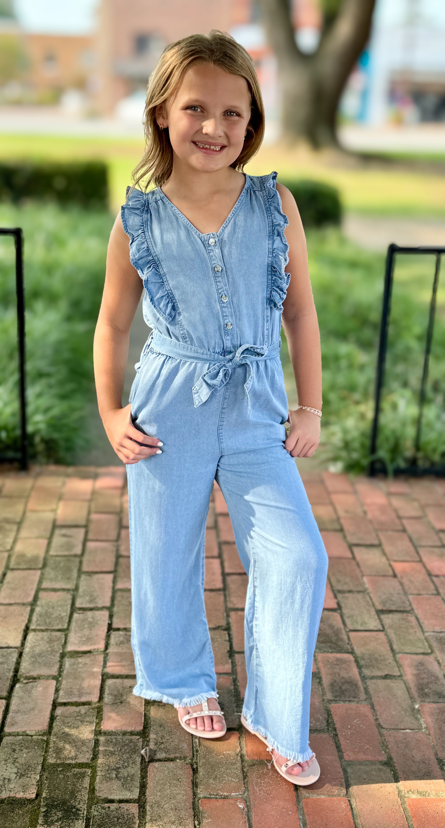 Girls Denim Jumpsuit