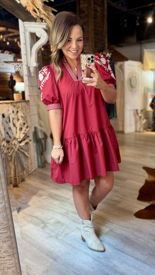 Brick Embroidered Dress