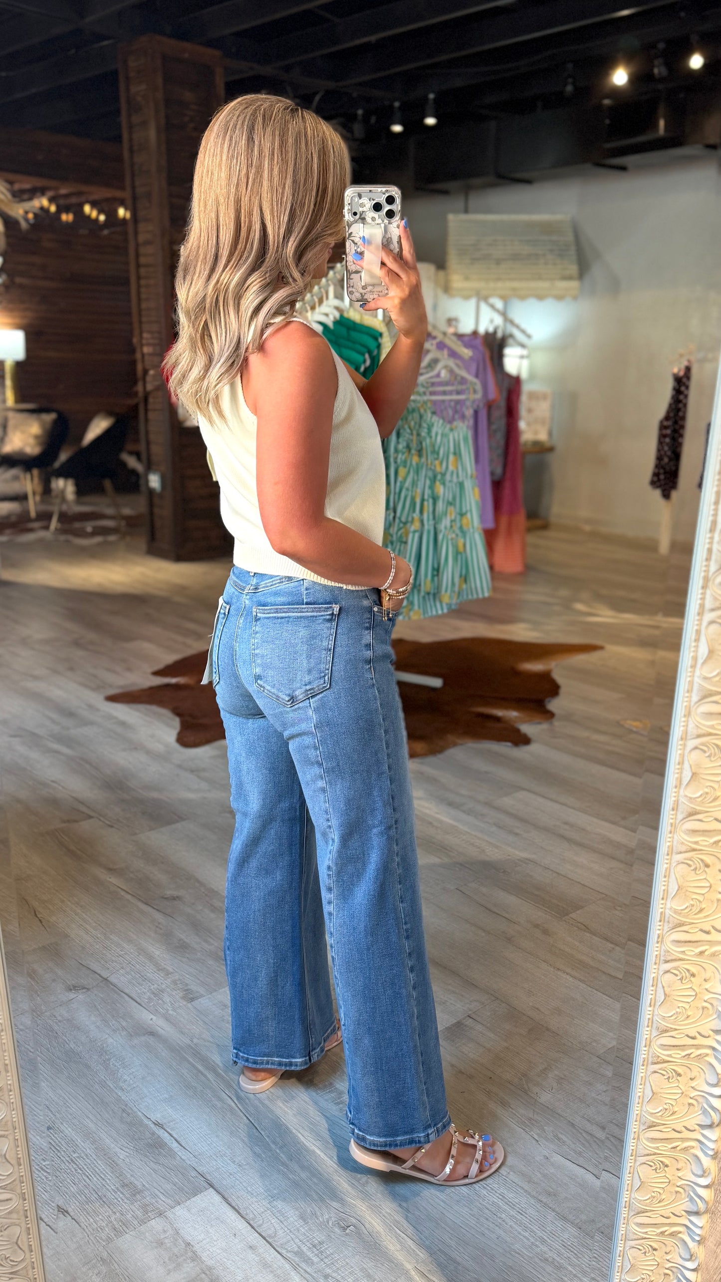 Risen Mid Rise Front Hem Denim