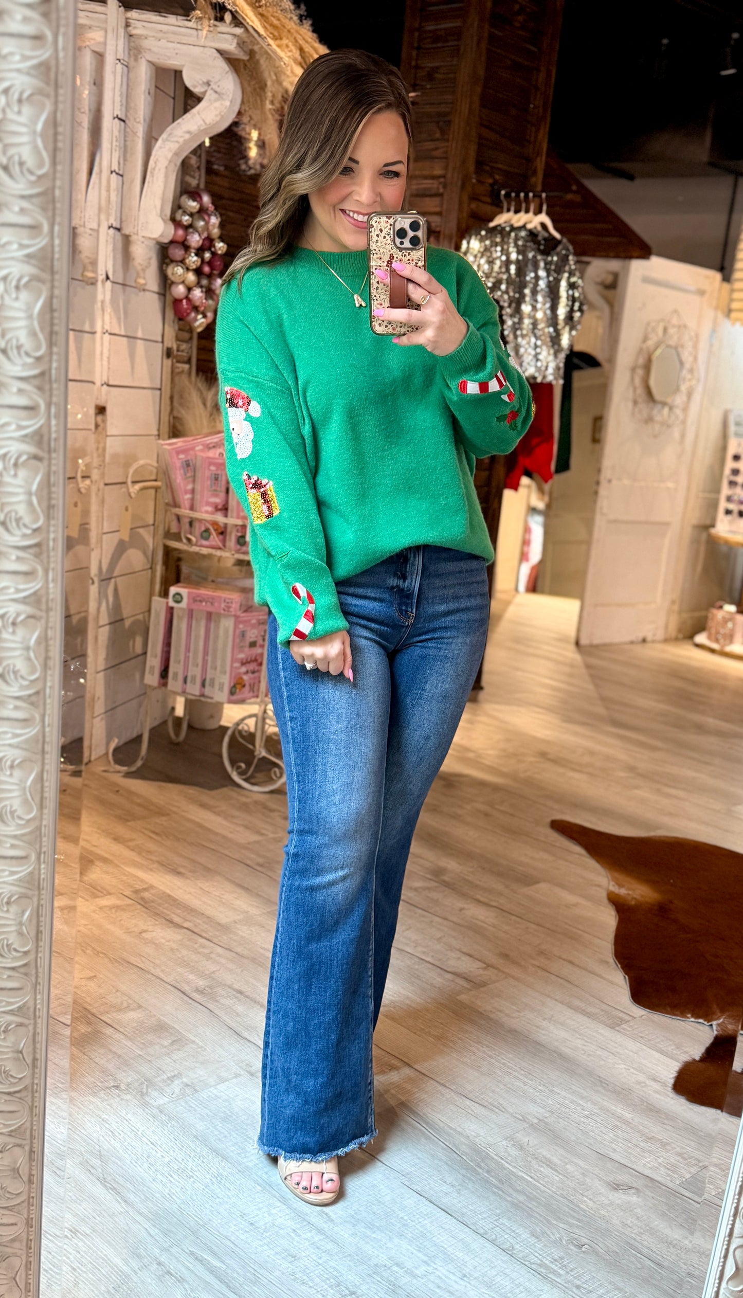 Green Christmas Sequin Sweater