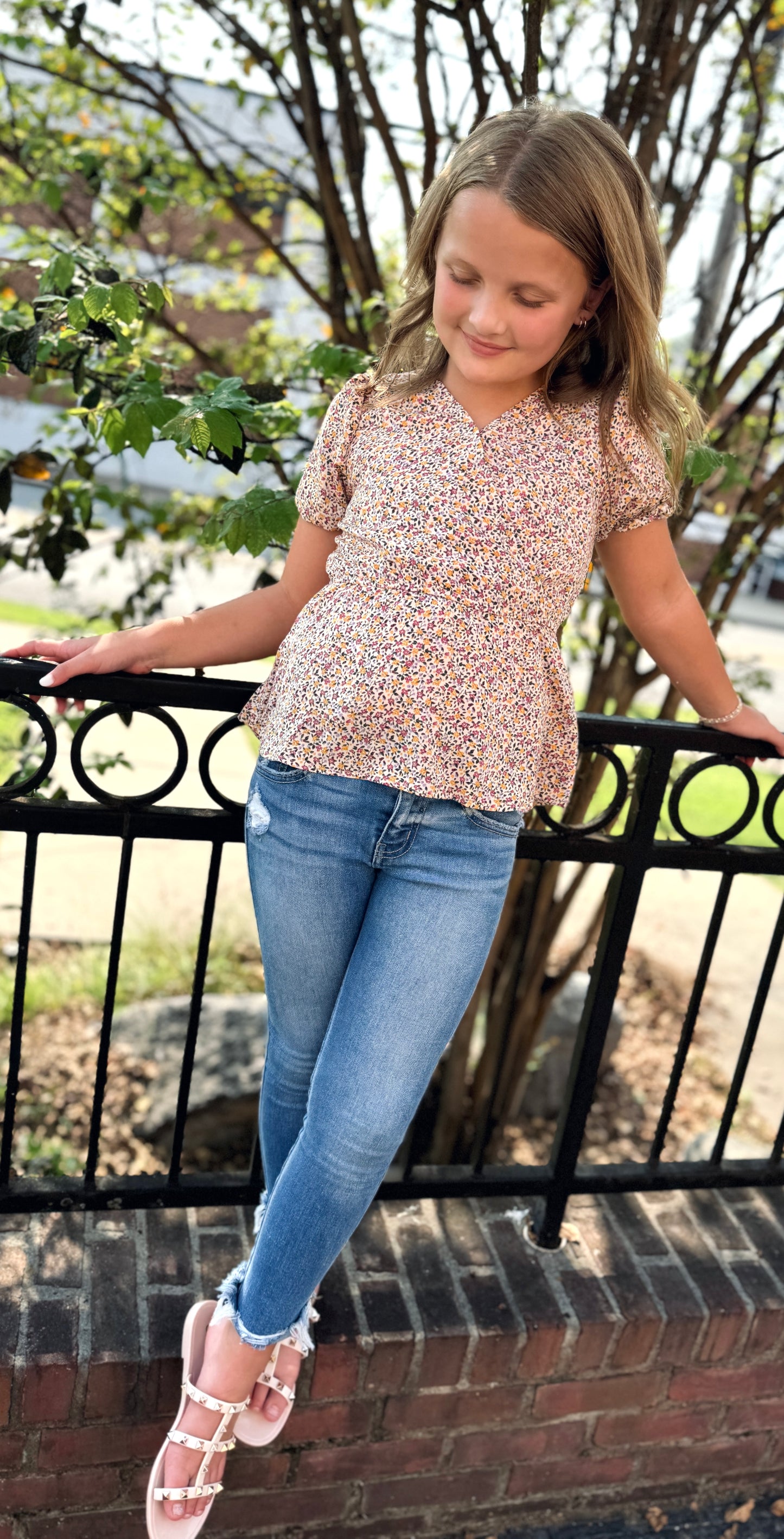 Girls Blush Floral Top