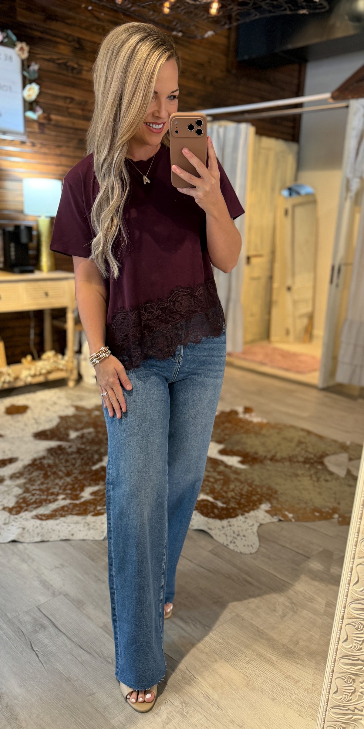 Plum Lace Trim Top