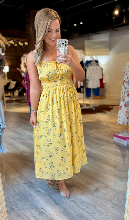 Yellow Floral Print Maxi