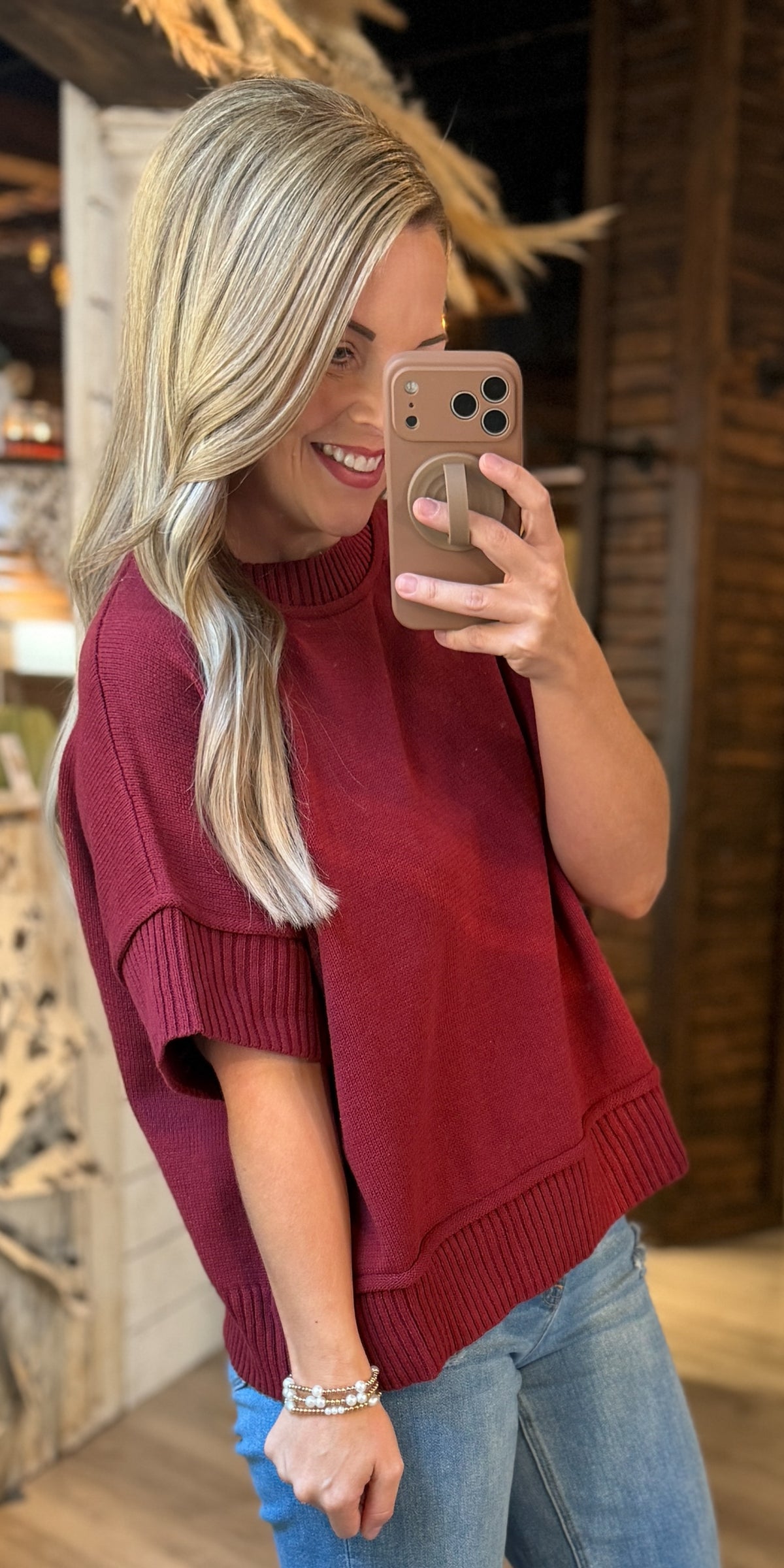 Garnet Slouchy Sweater Top
