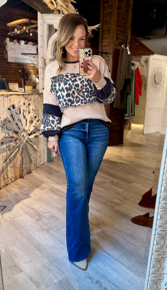 Leopard Print Long Sleeve Top