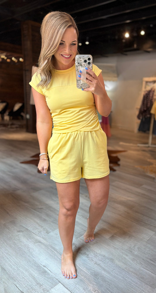 Yellow Las Crossover Short Set