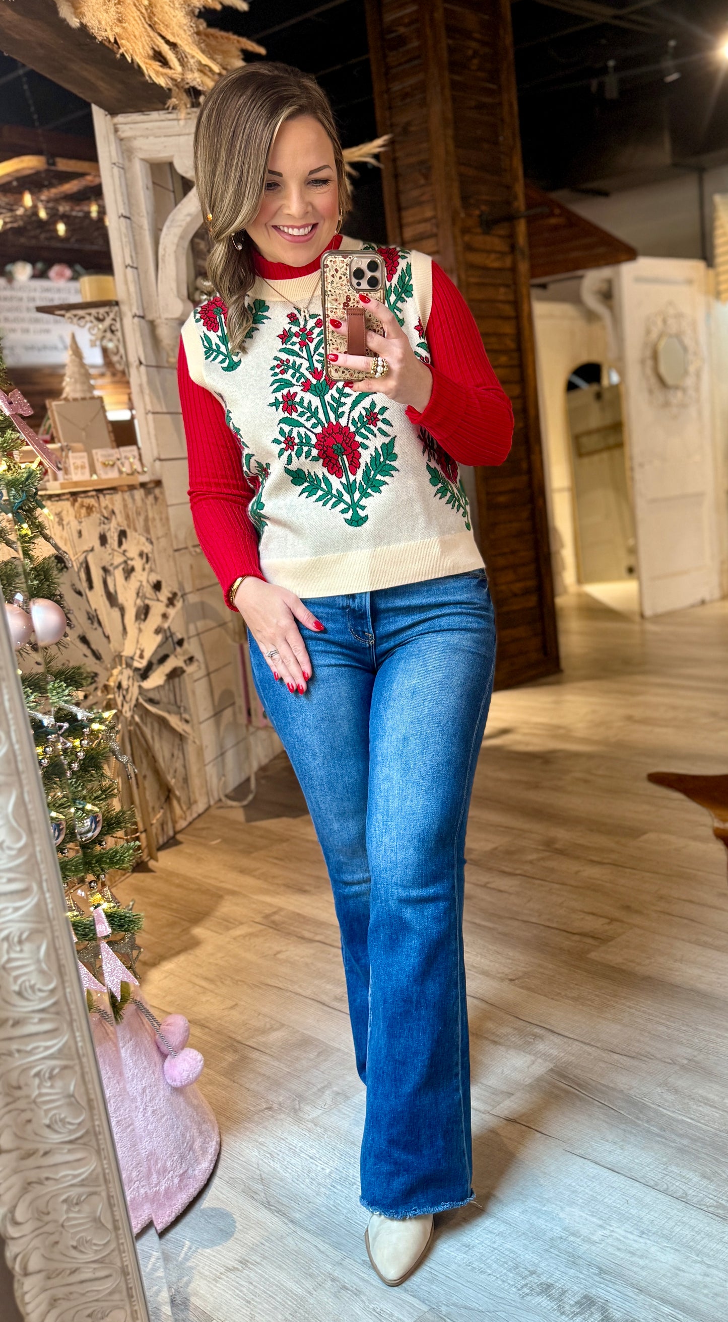 Cream Floral Lovely Sweater