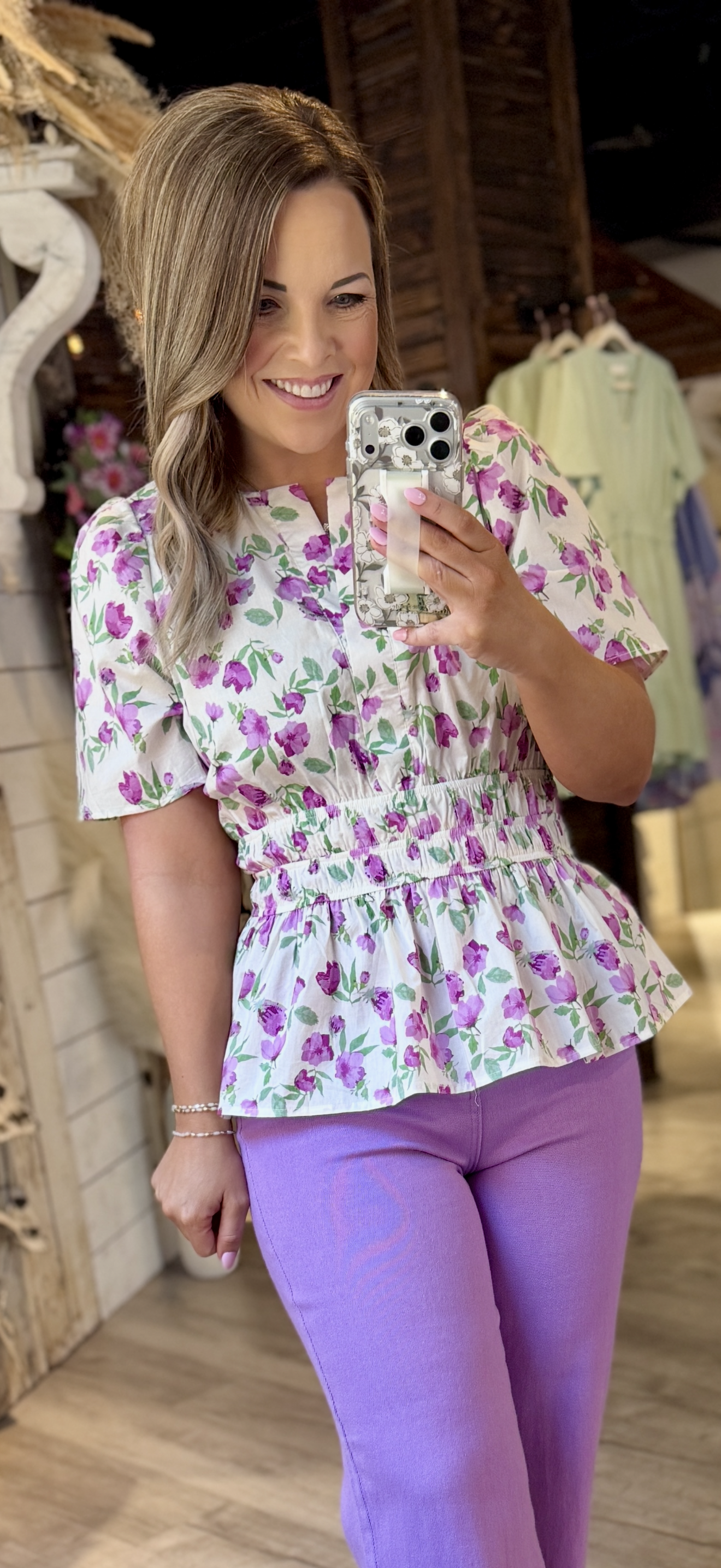 Violet Floral Dressy Top