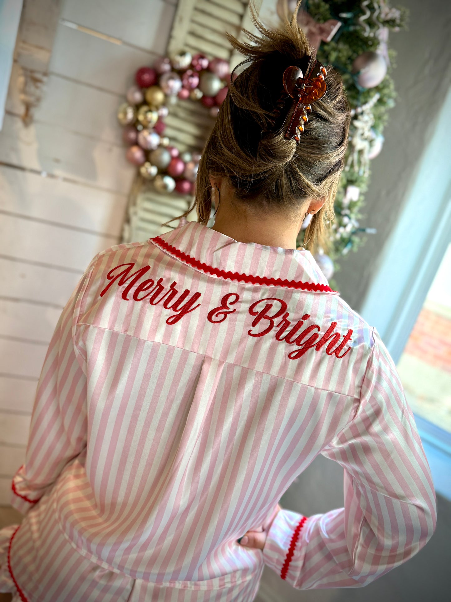 Merry & Bright Pink/Red Striped PJ Set