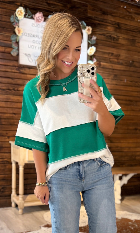 Kelly Green Striped Top