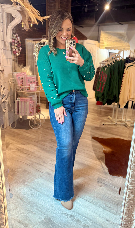 Green Pearl Sleeve Top