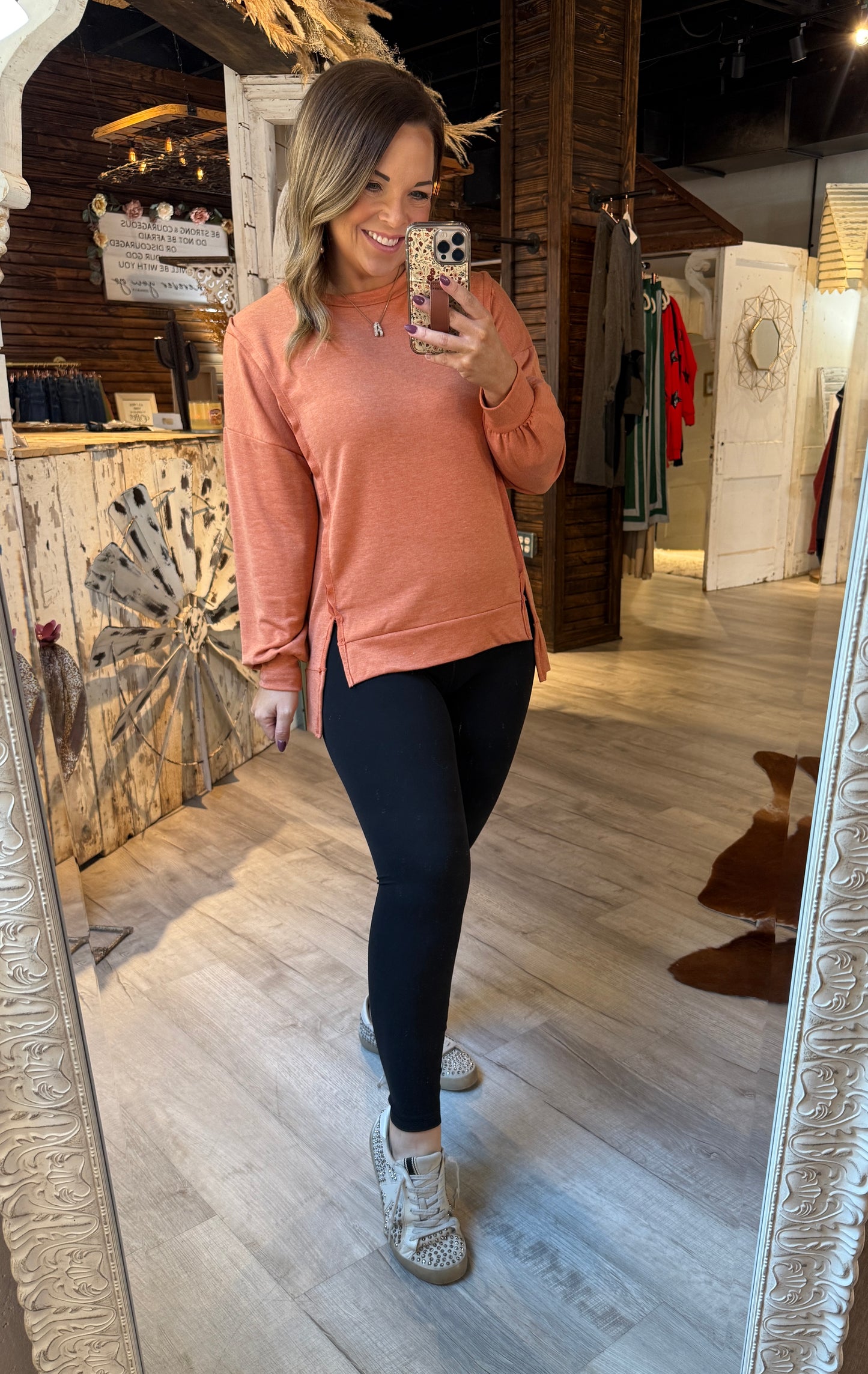 Long Sleeve Rust Top