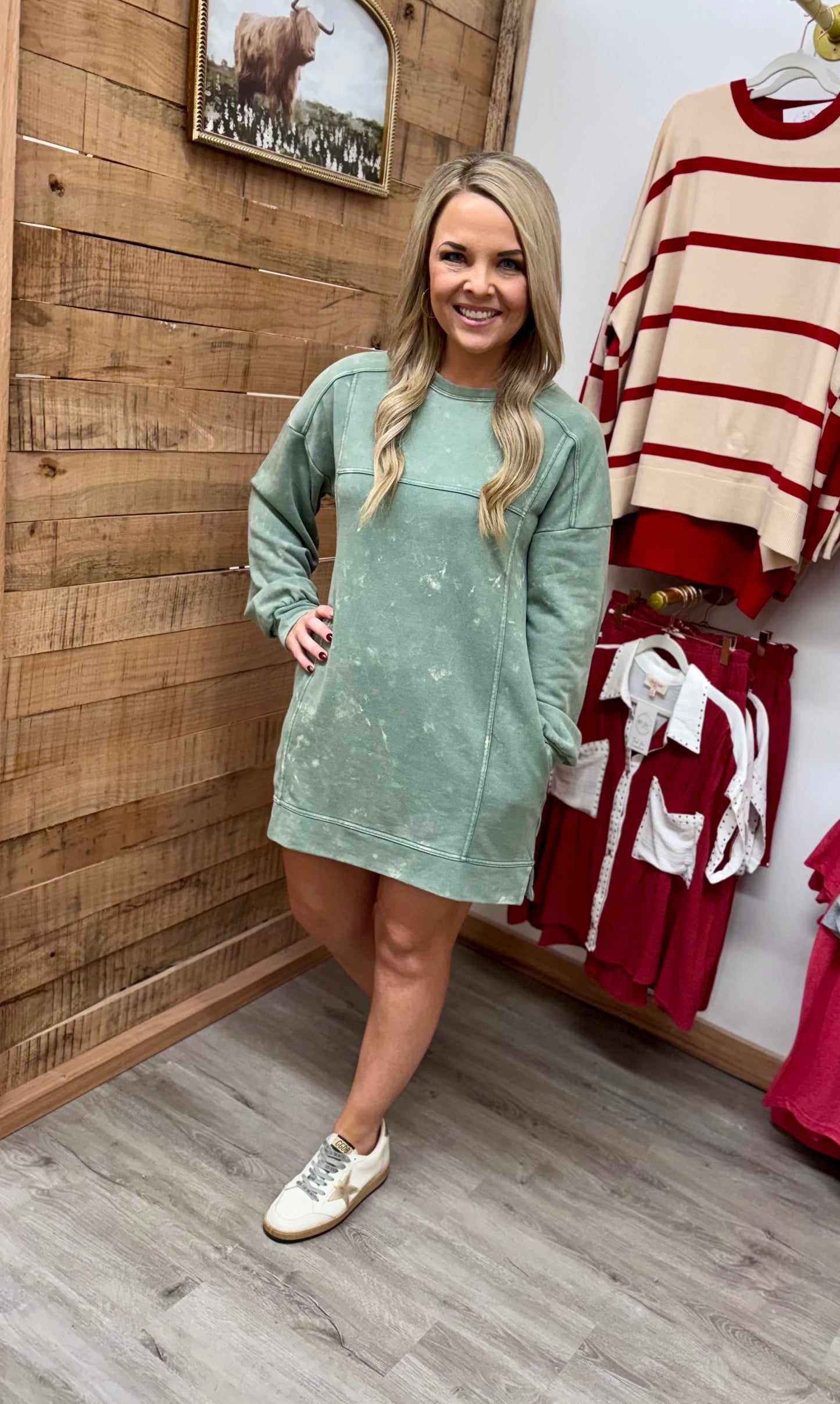 Sage Sweatshirt Dress