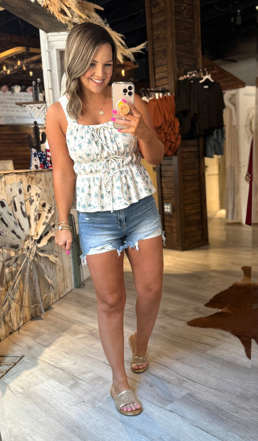 Seafoam Floral Tank