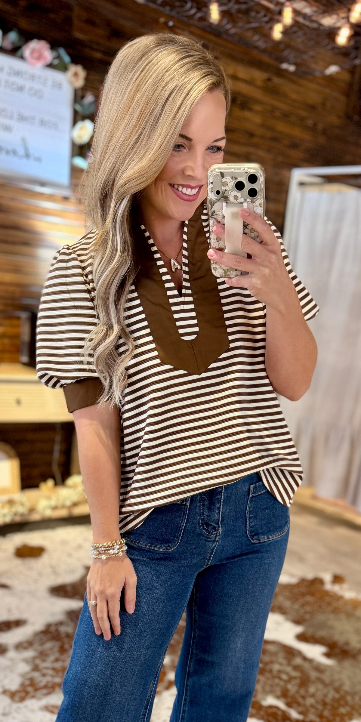 Chocolate Striped Dressy Top