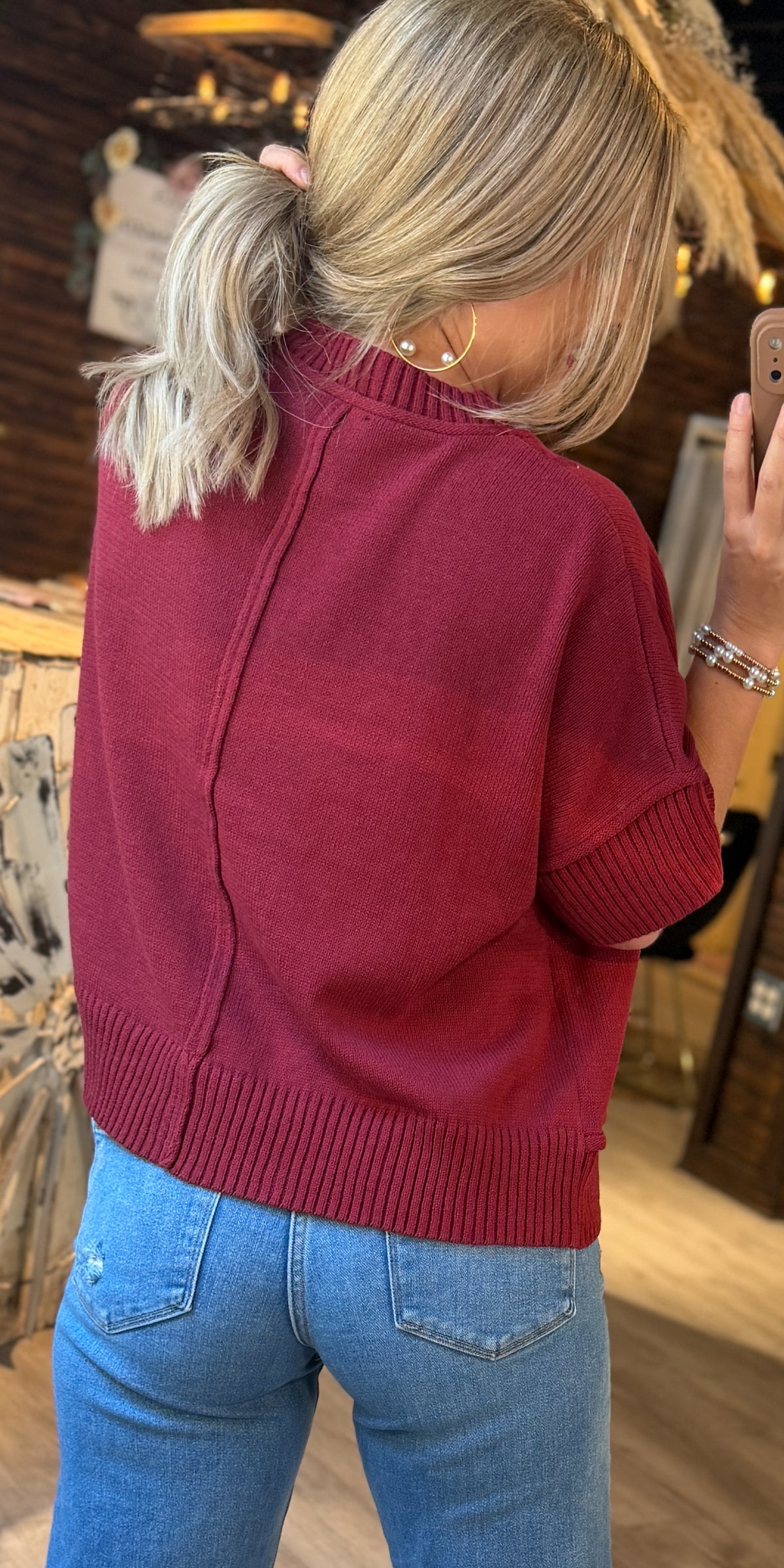 Garnet Slouchy Sweater Top