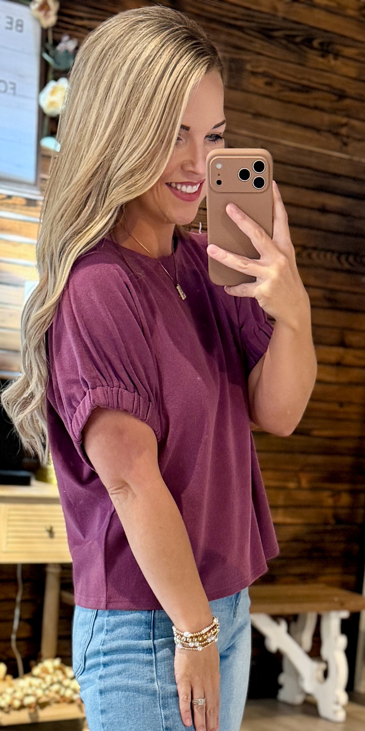 Sugar Plum Button Down Back Top