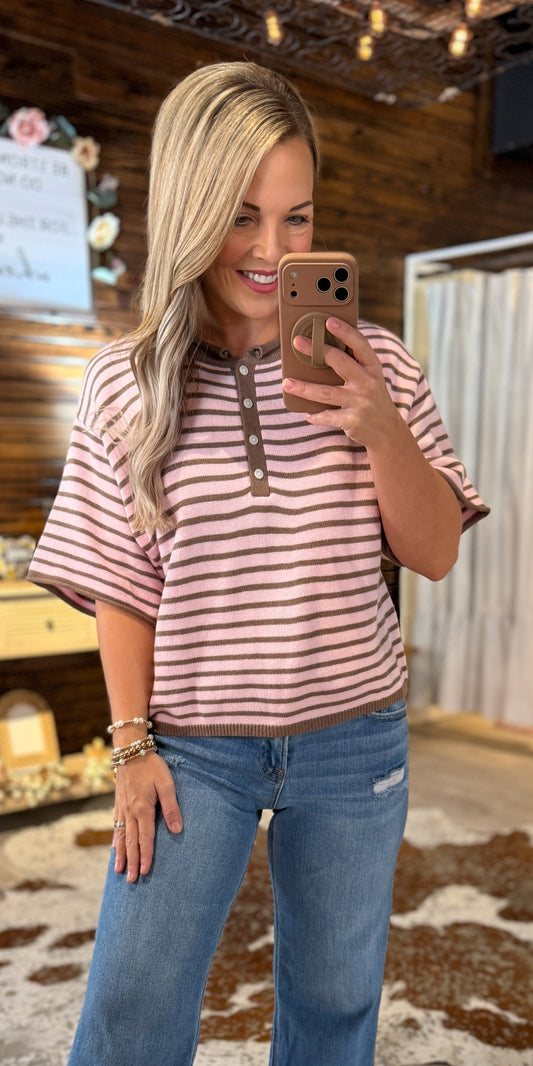 Chocolate Pink Striped Top