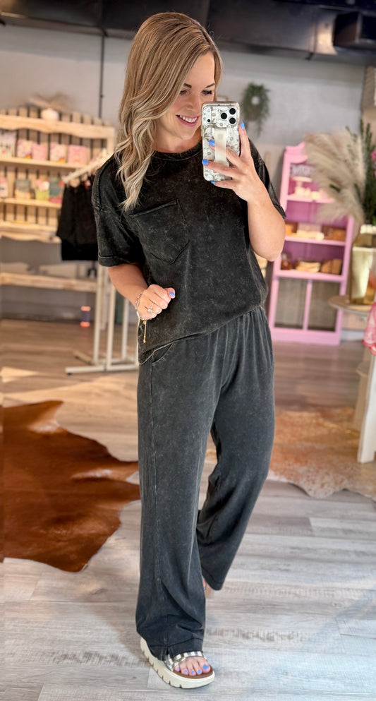 Ash Black Mineral Wash Pant Set