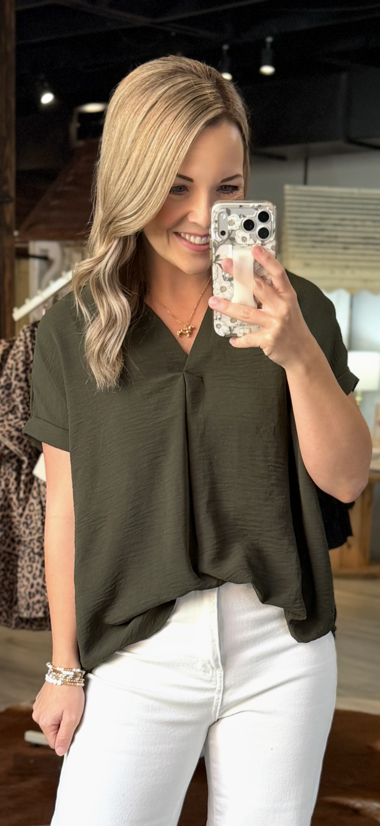 Olive Collared Dressy Top