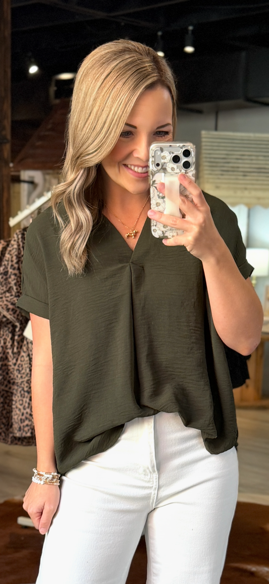 Olive Collared Dressy Top