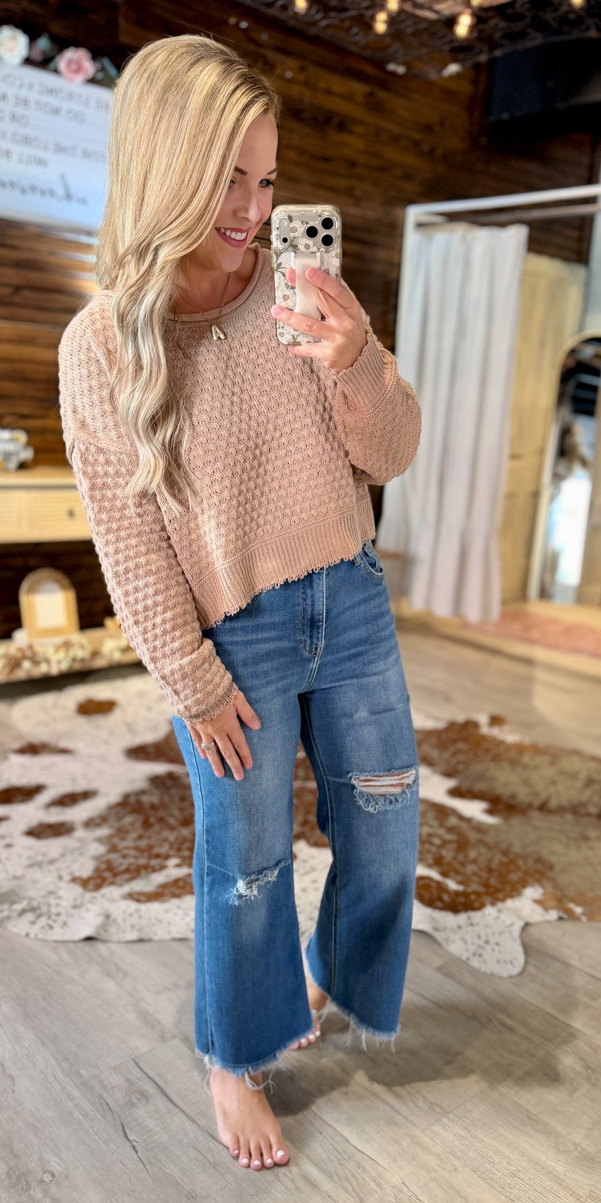 Dark Taupe Cropped Sweater Top