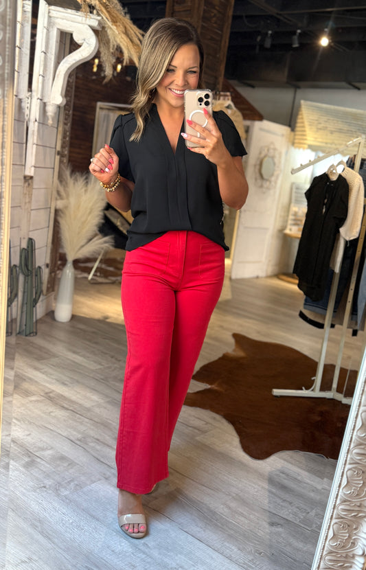Red Pocket Denim