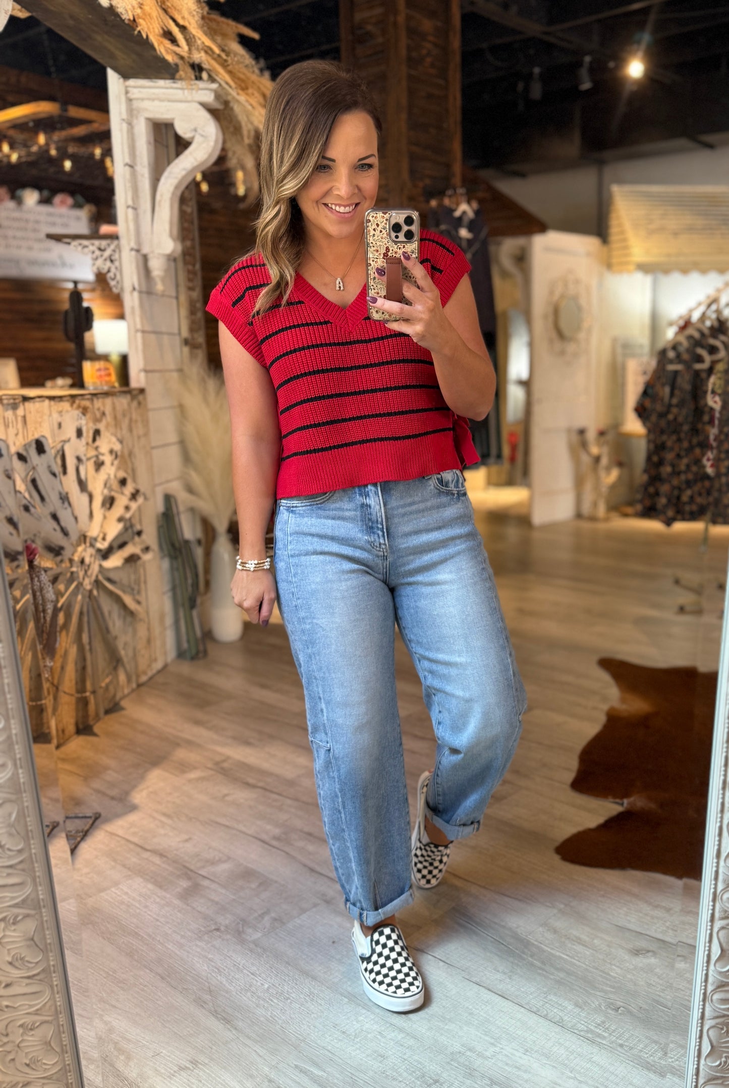 Red/Black Tie Knot Sweater