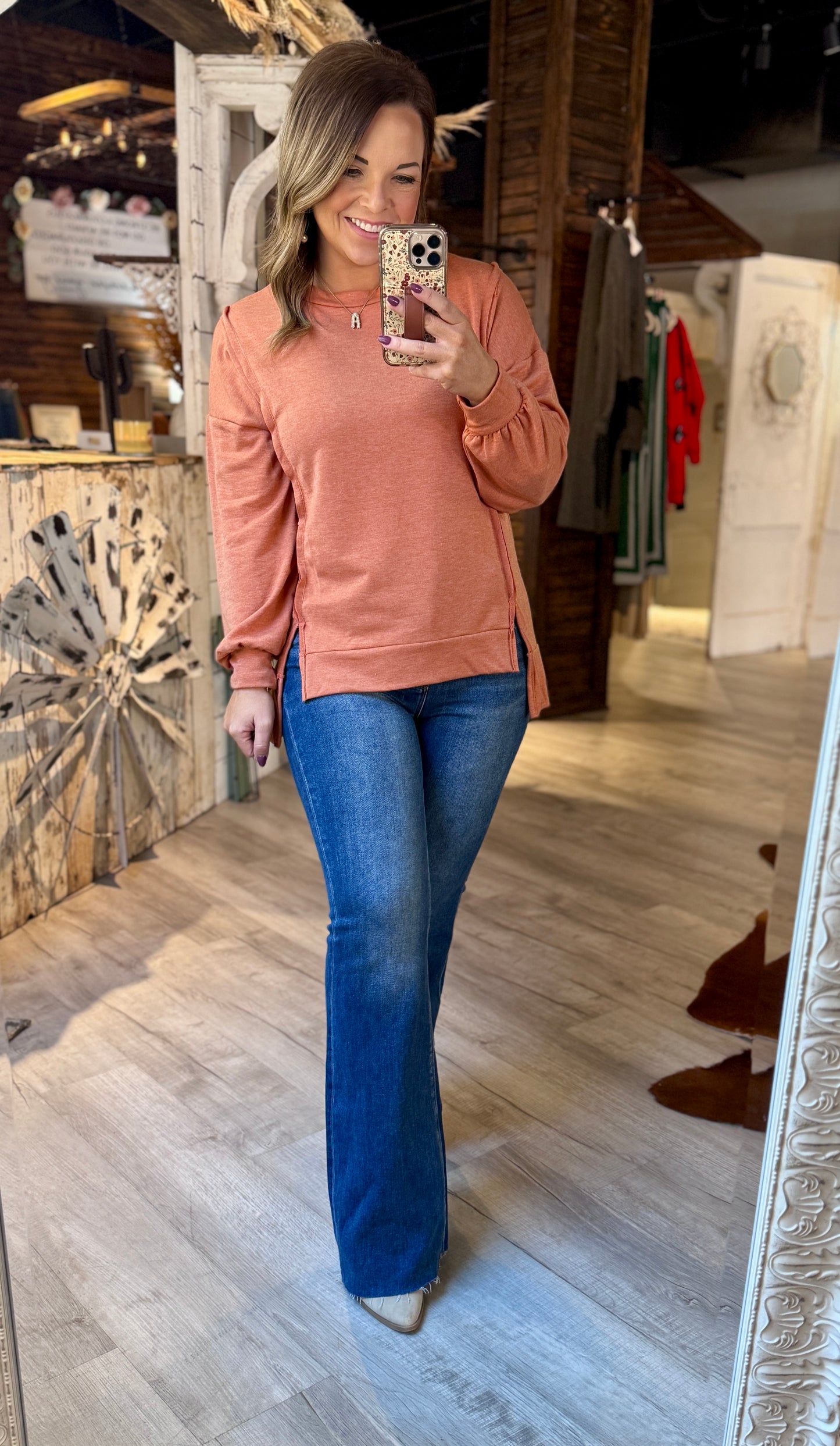 Long Sleeve Rust Top