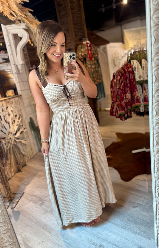 Khaki/Brown Plaid Dress