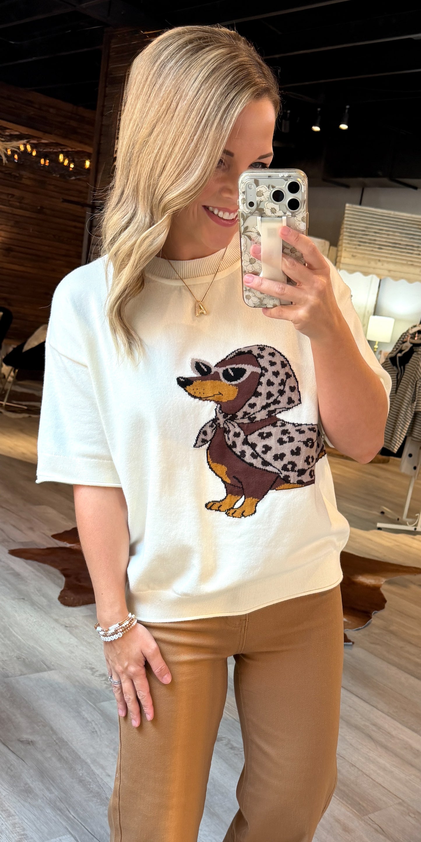 Cream “Sassy Weenie” Top