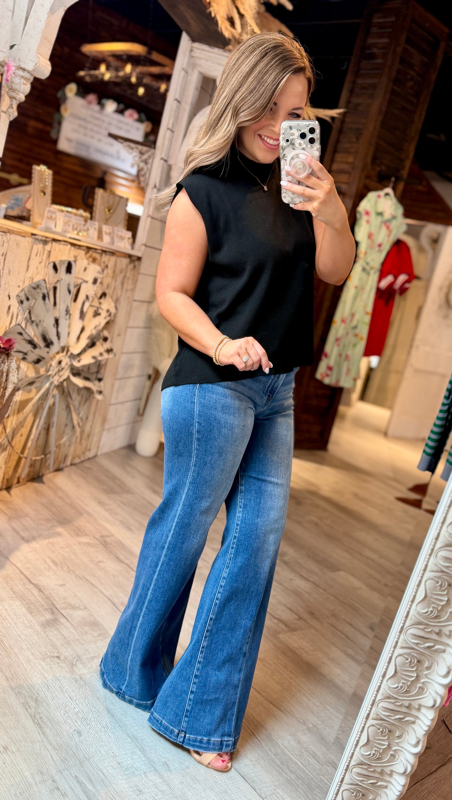 Black Sleeveless Sweater Top