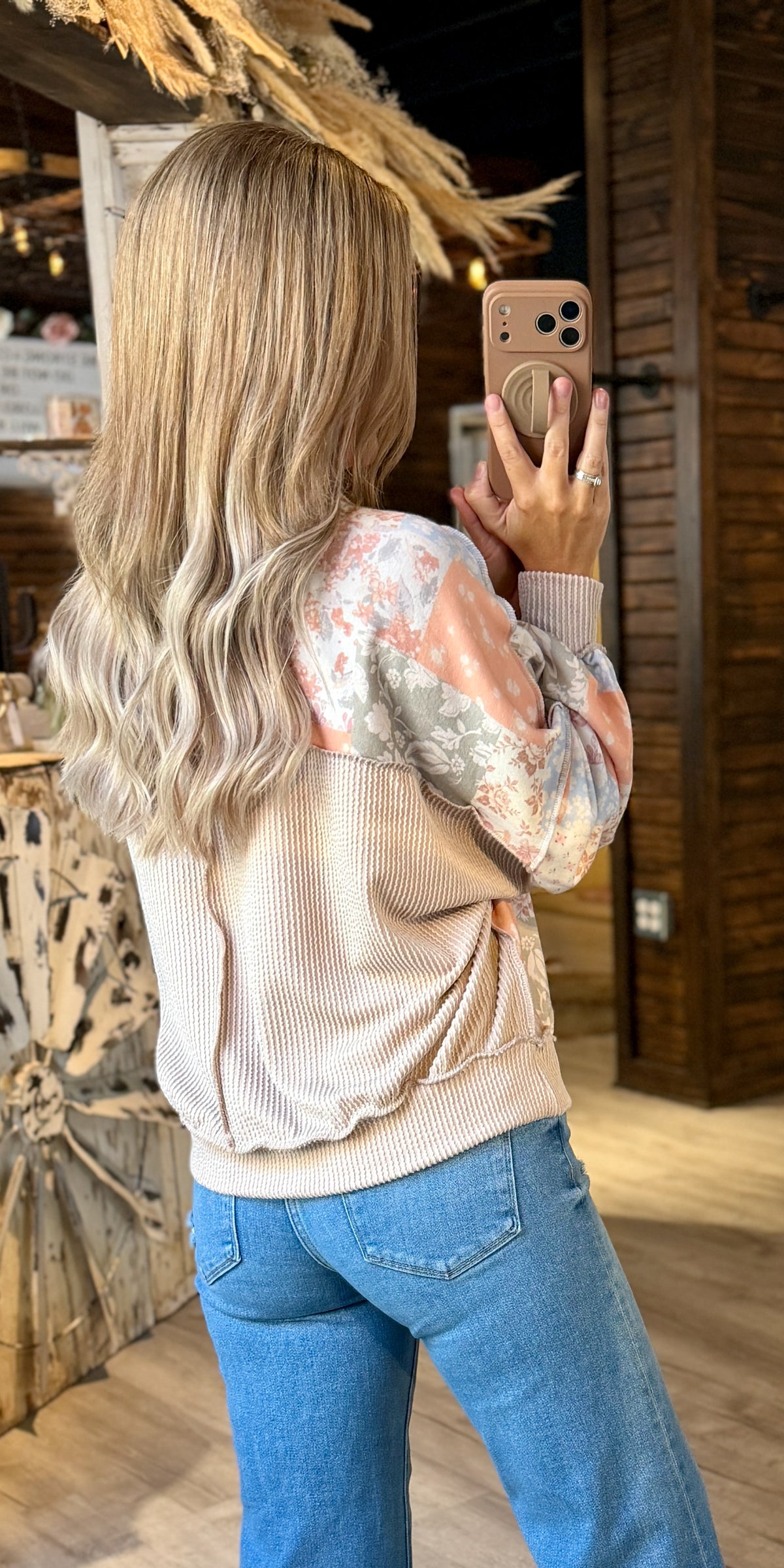 Floral Taupe/Rust/Sage Top