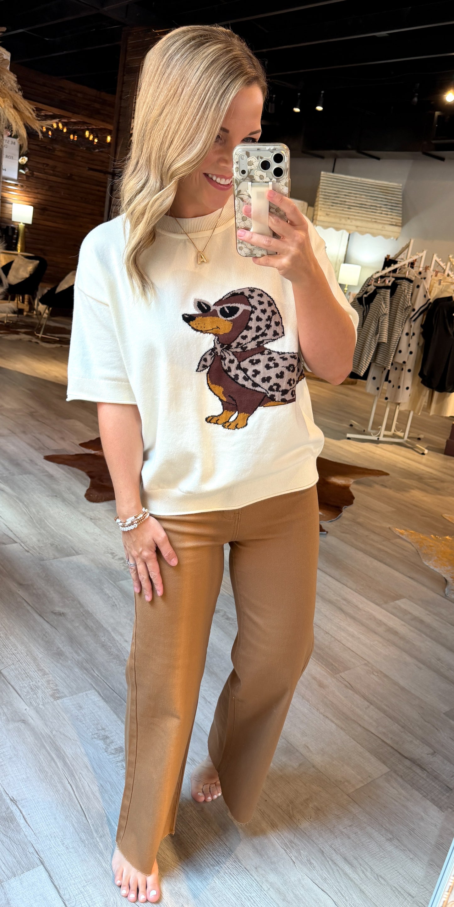 Cream “Sassy Weenie” Top
