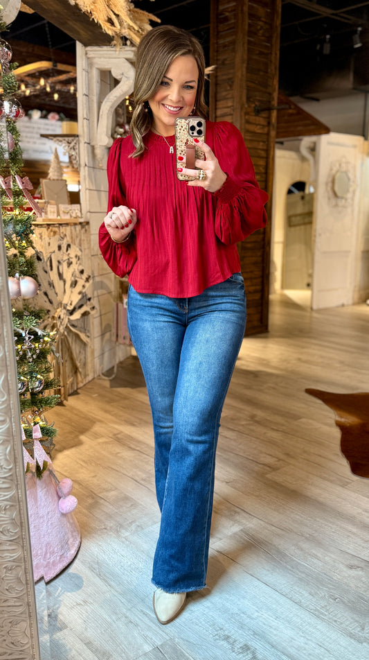 Dark Red Dressy Blouse