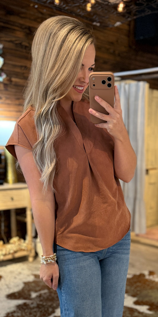 Rust Soft Matte Suede Top