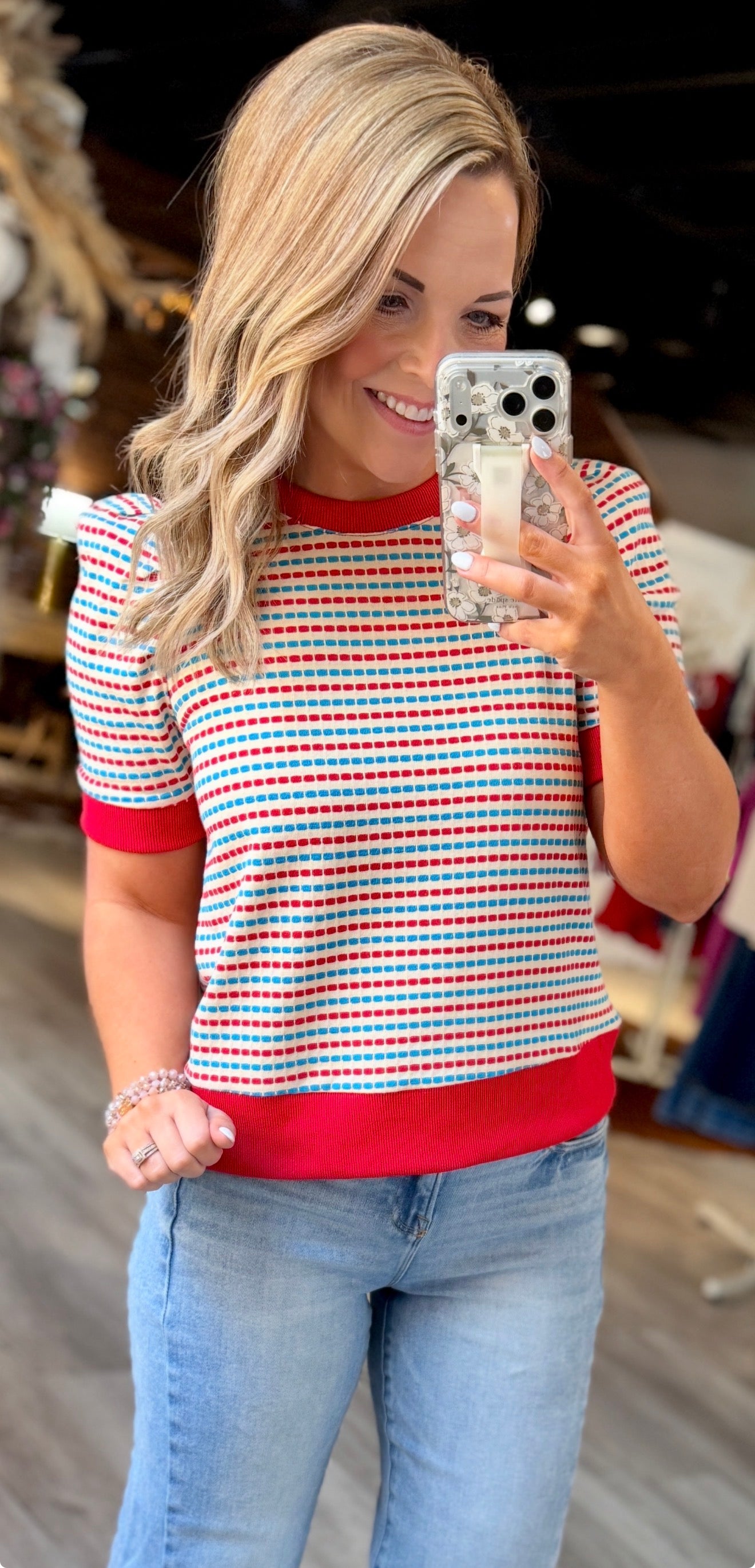 Red/Blue Striped Top