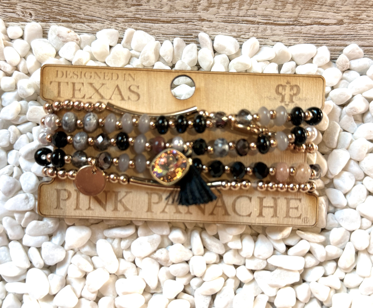 Pink Panache Black Tassle Set