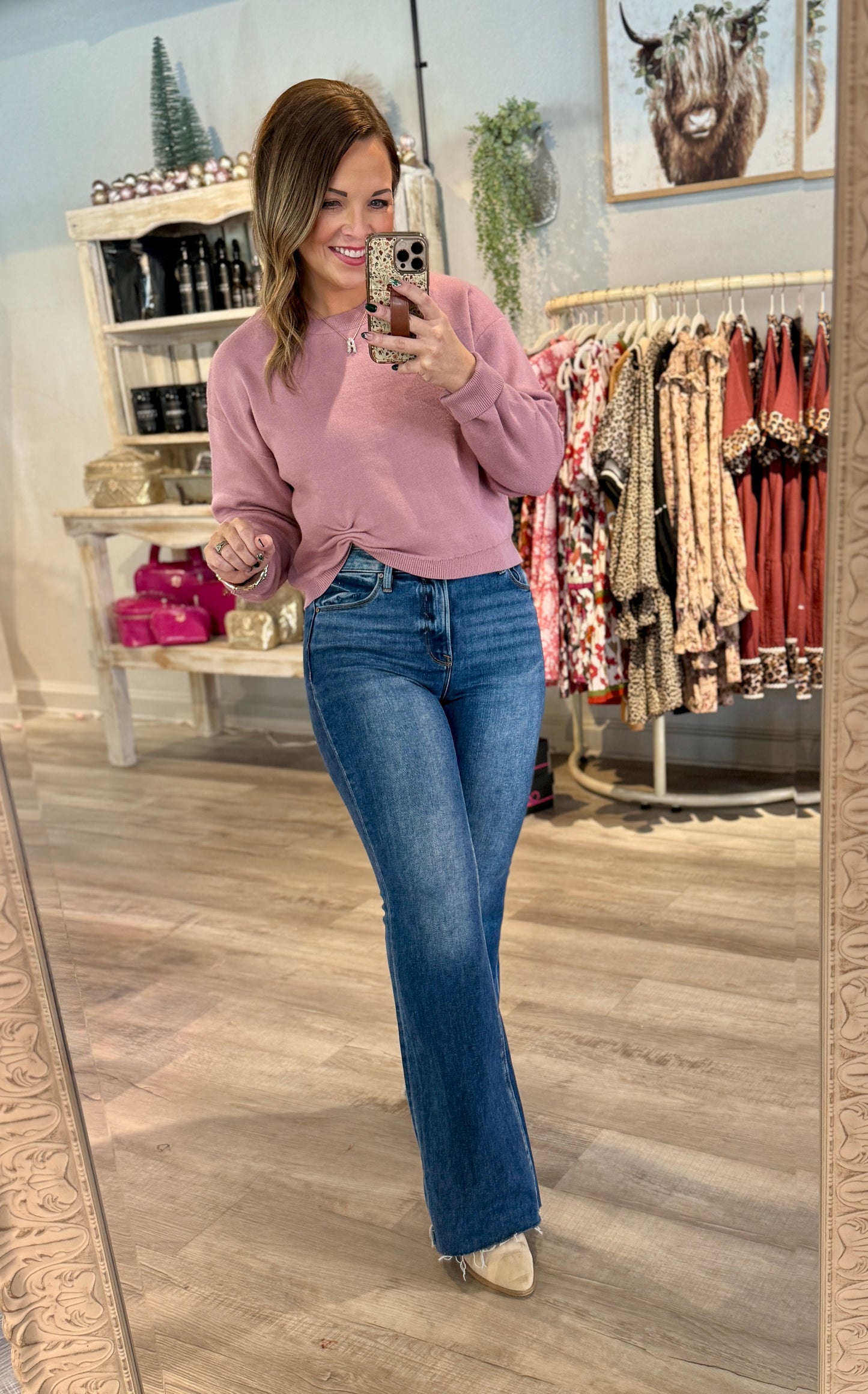 Mauve Bow Scrunch Detail