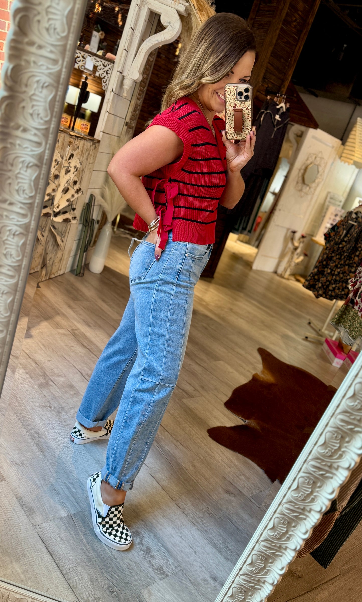 Red/Black Tie Knot Sweater