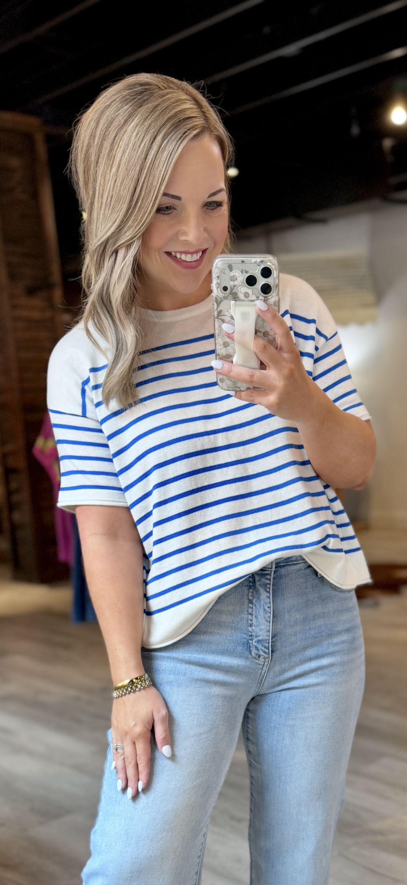 Blue/White Striped Top