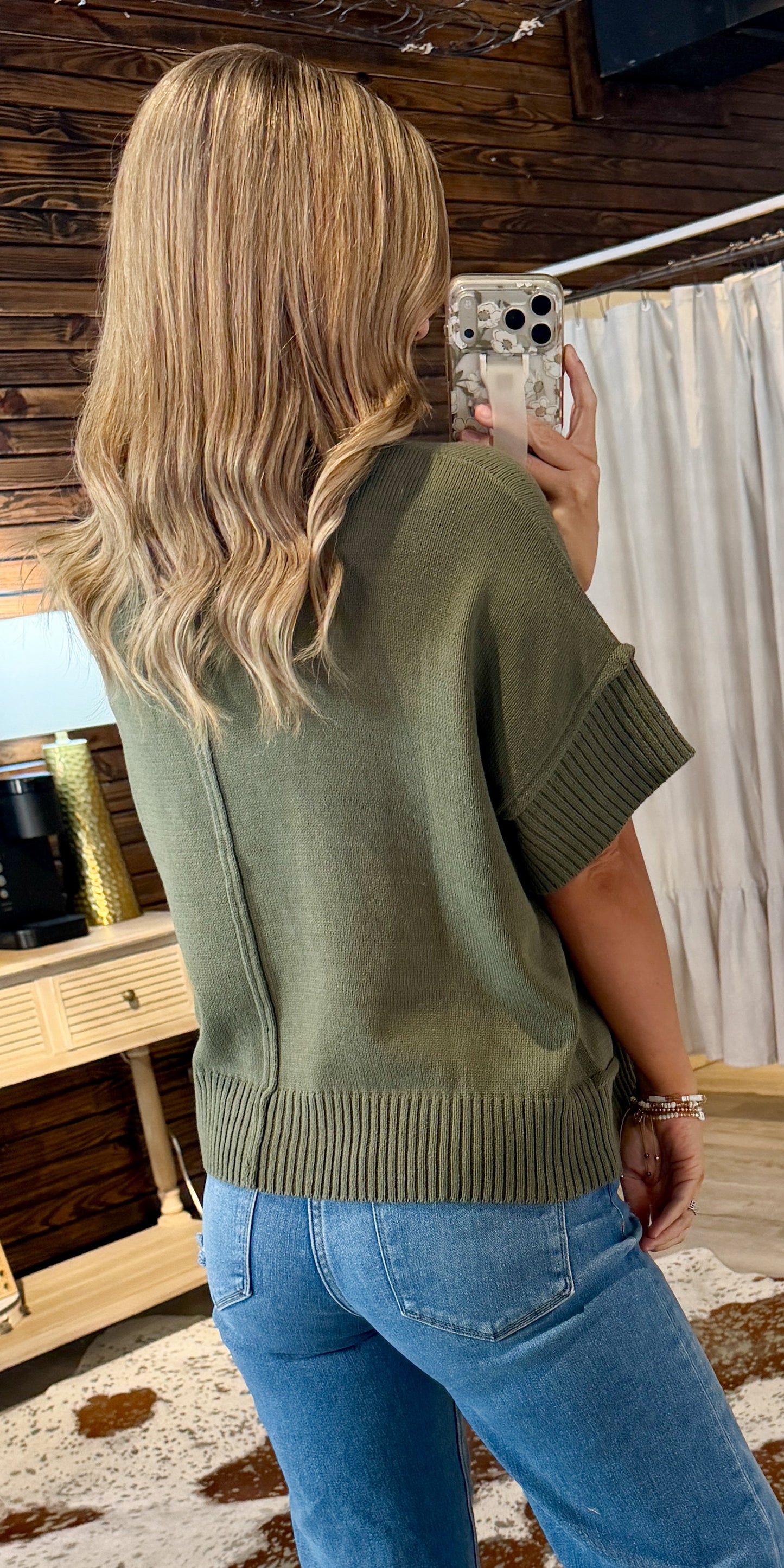 Olive Knit Sweater Top