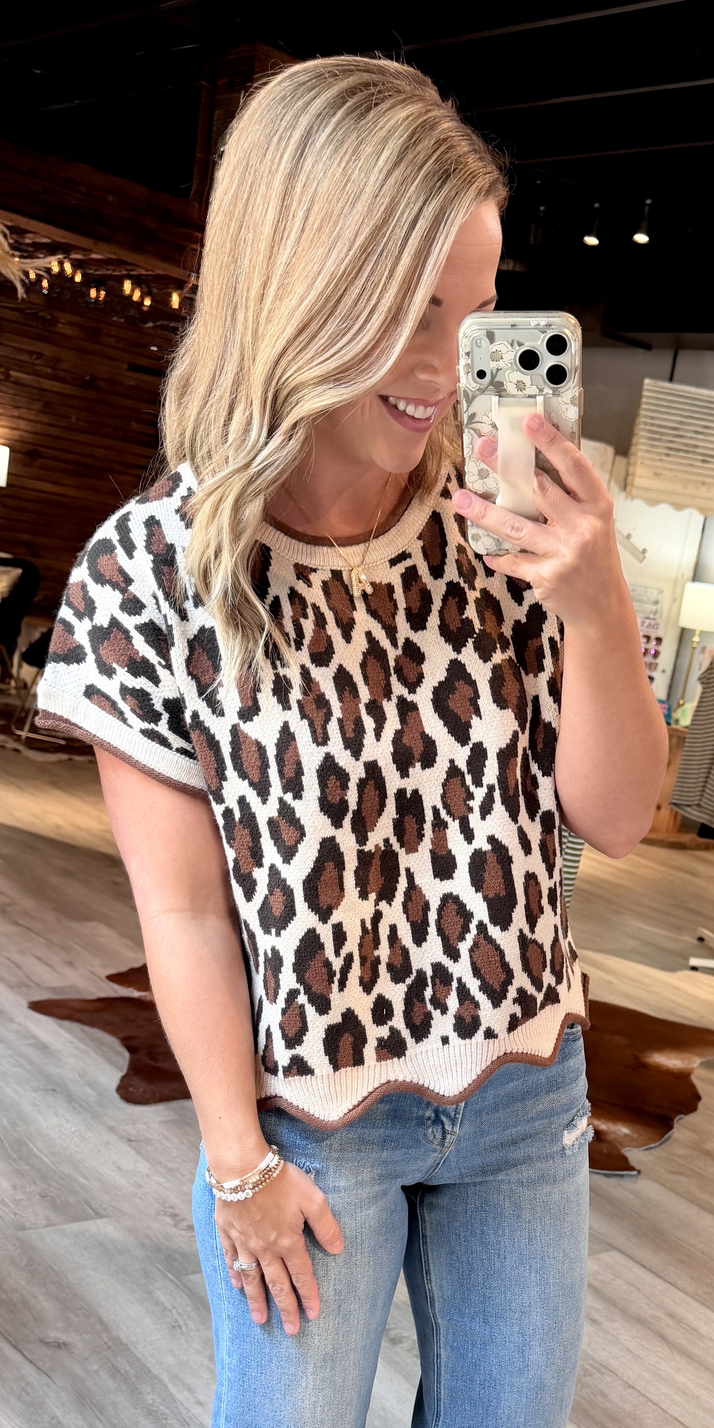 Leopard Stone Knit Sweater