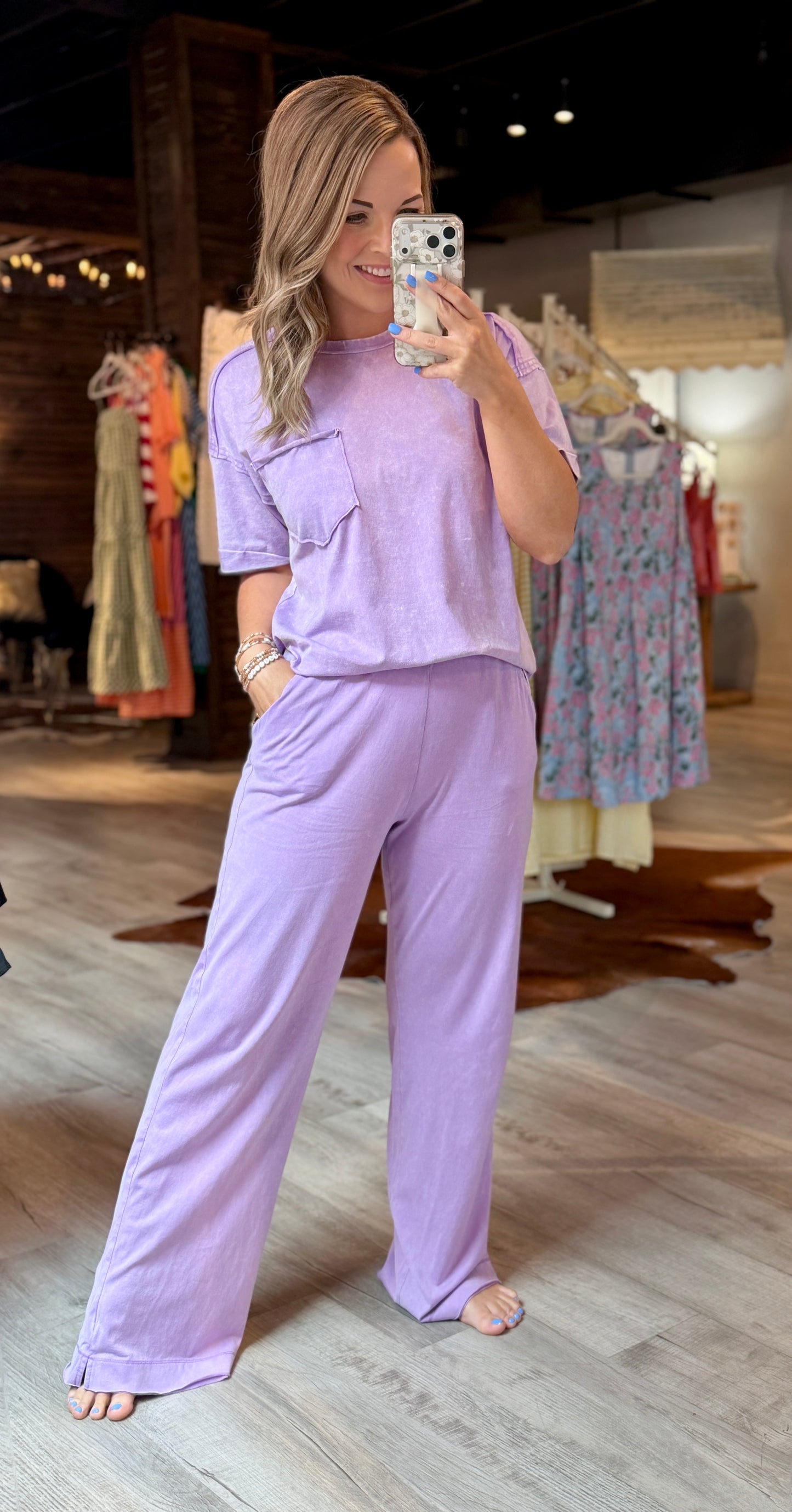Lavender Mineral Wash Pant Set