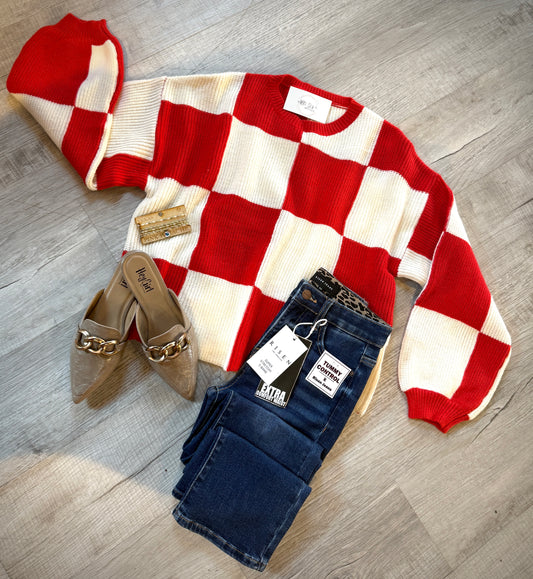 Red Checkered Sweater