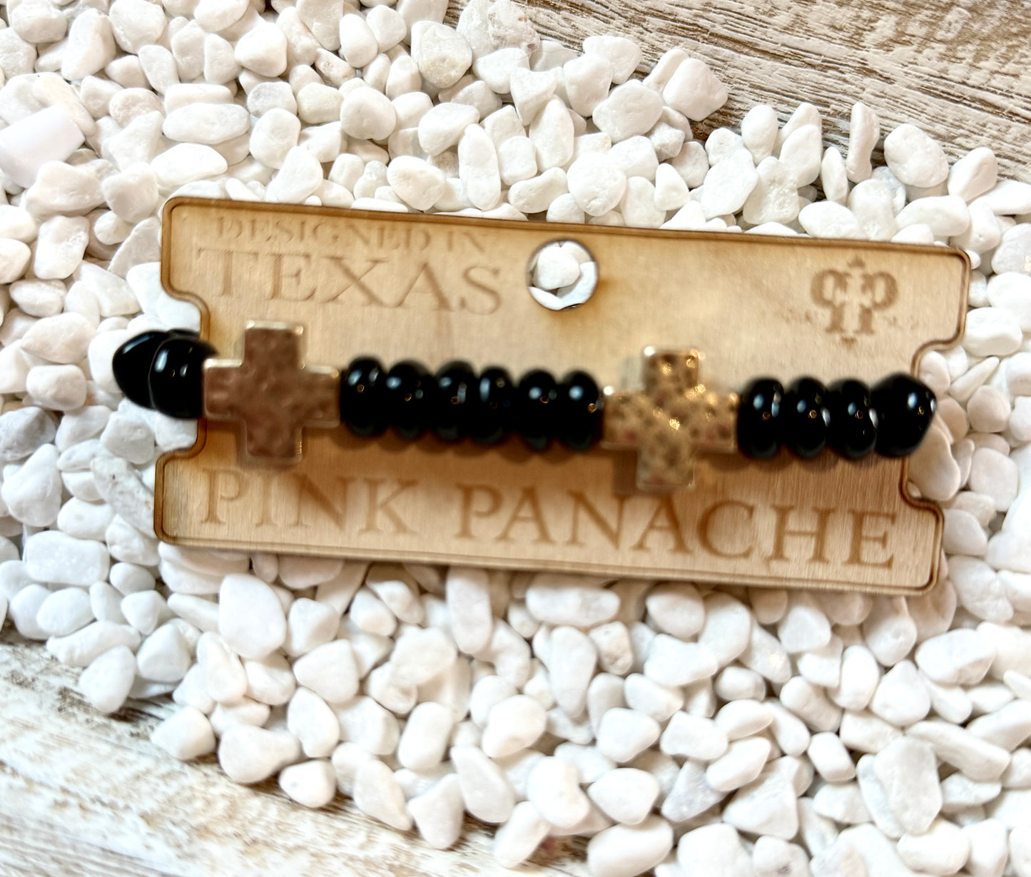 Pink Panache Black/Gold Cross