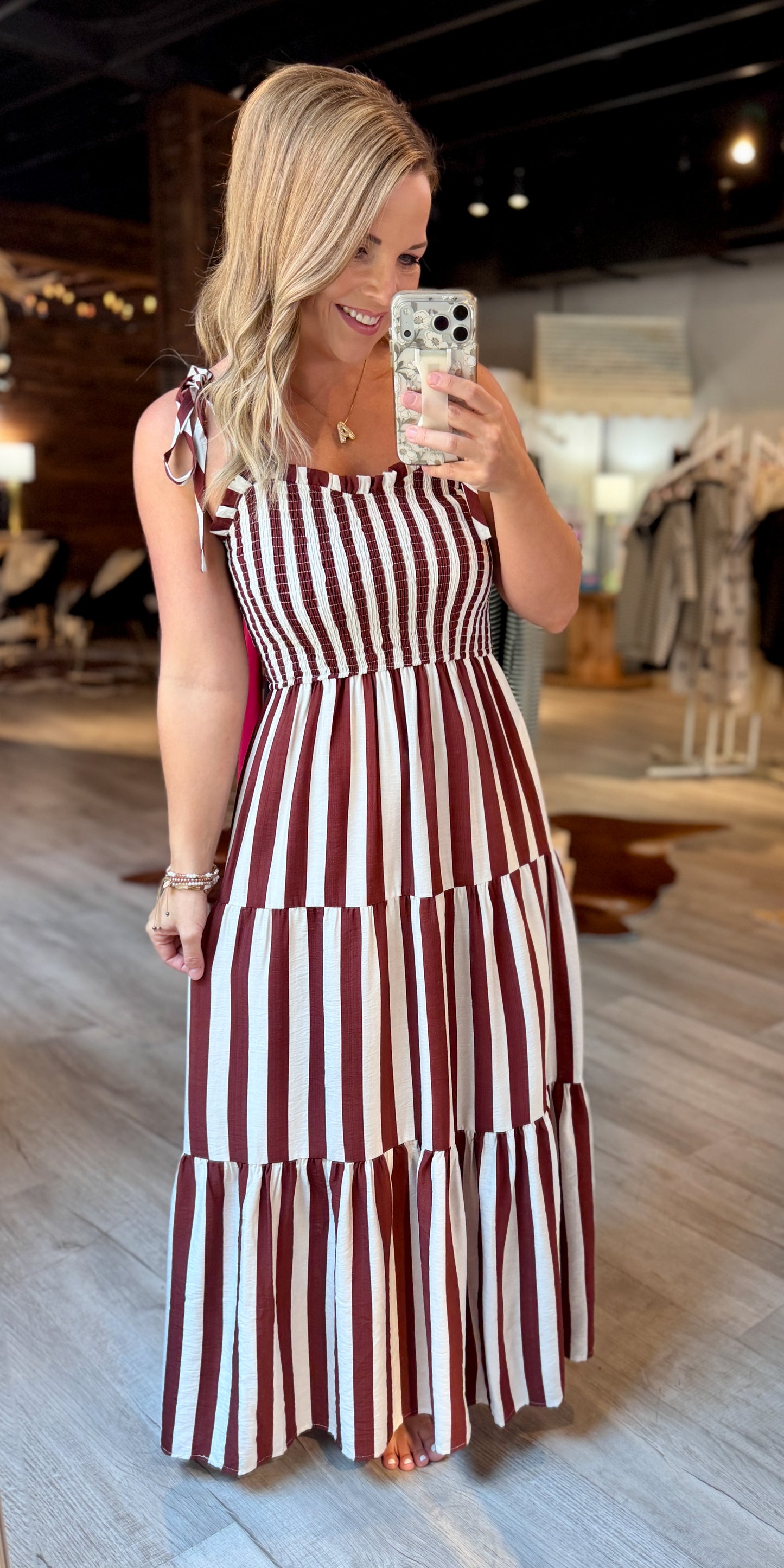 Garnet Striped Maxi Dress