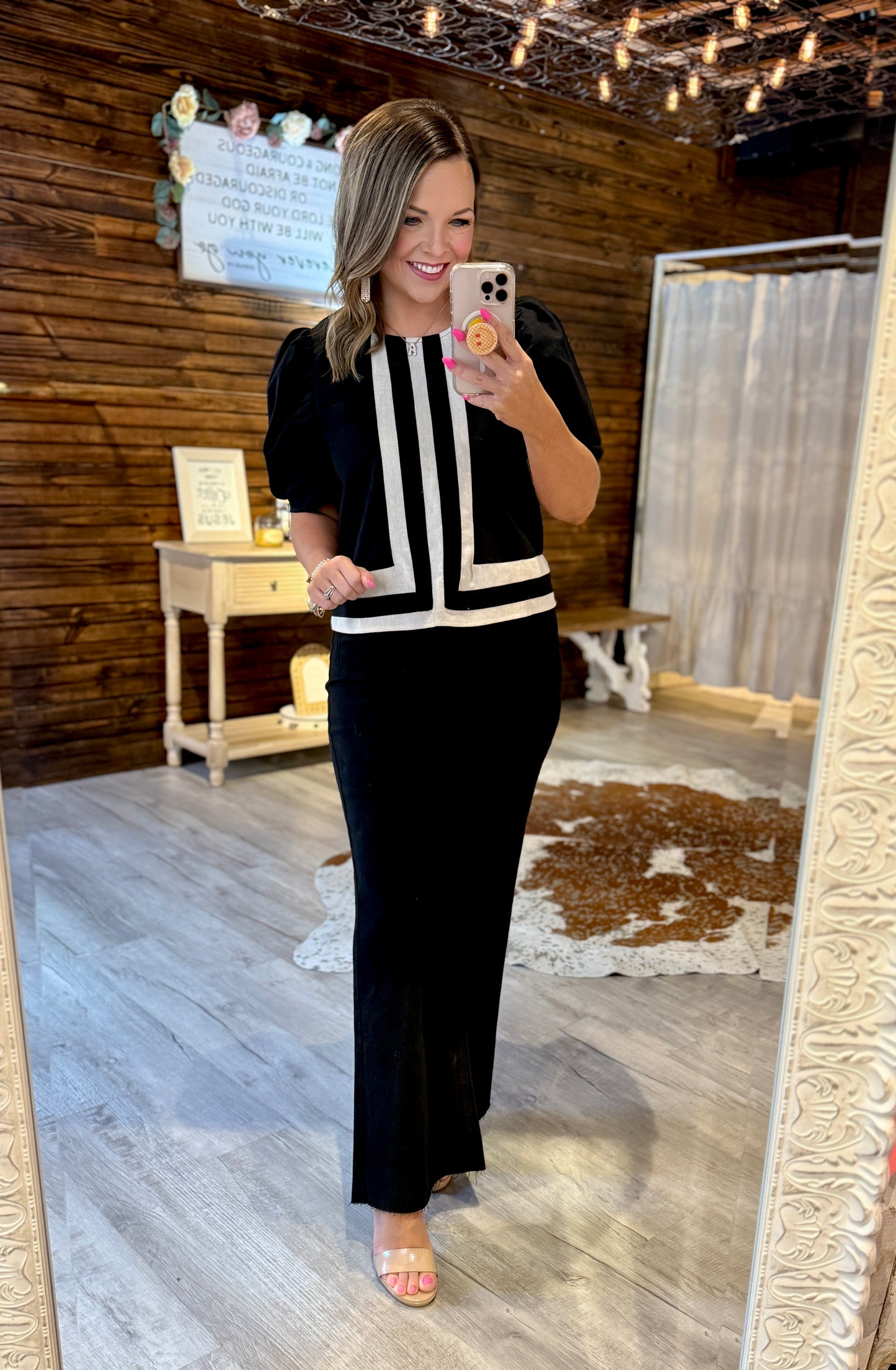 Black Detail Dressy Top